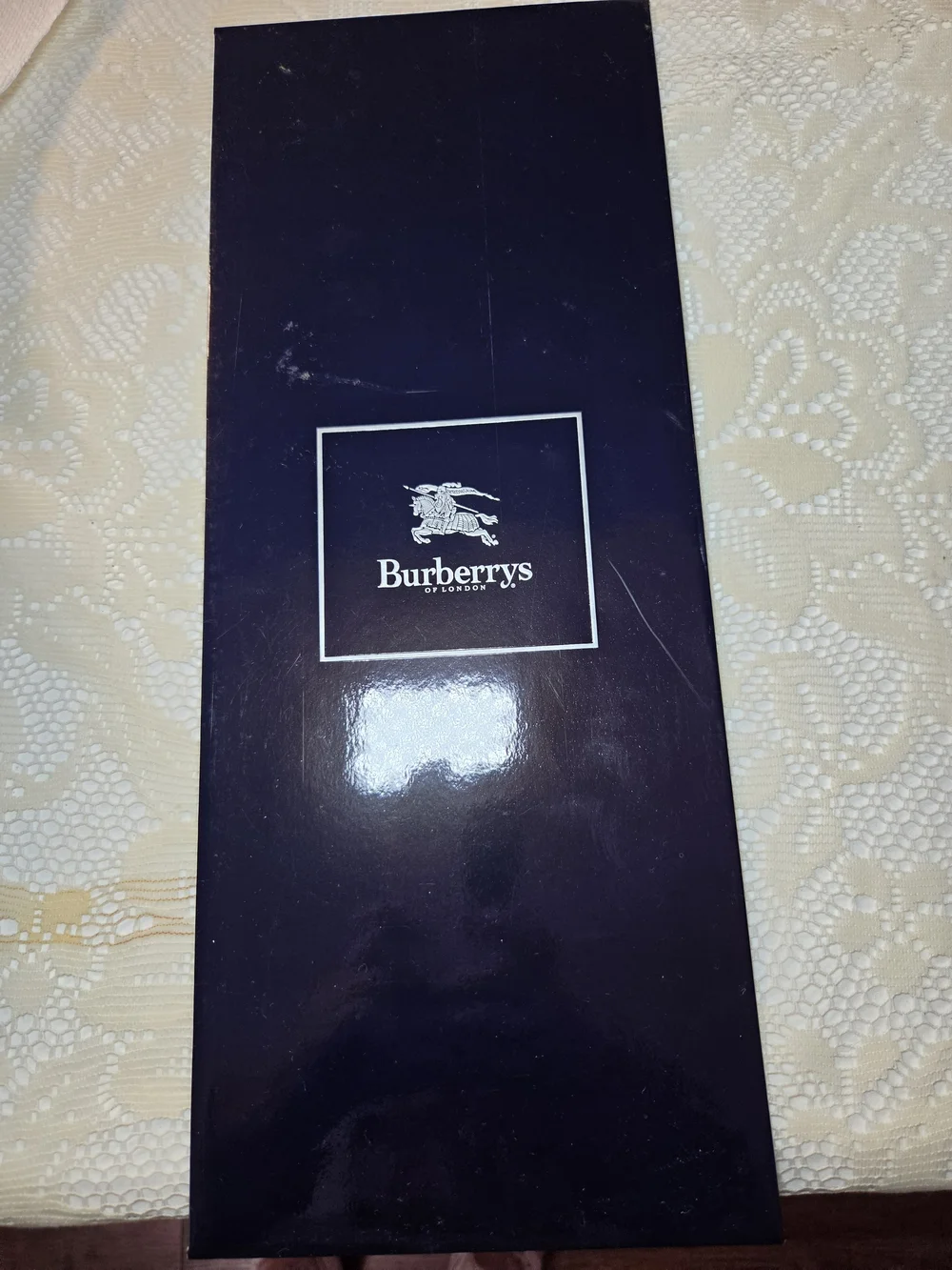 Burberrys Navy Blue Gift Box with White Logo